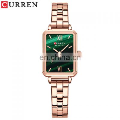 Curren 9082 Women's Quartz Watch Elegant Rectangle Light Thin Stainless Steel Clock Custom Watch