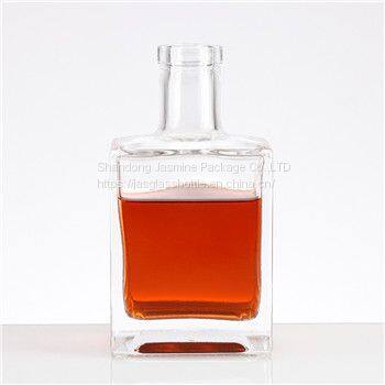 Liquor Corked square 500ml glass bottles     Square Glass Bottle 500ml    Personalized Liquor Bottles Manufacturer