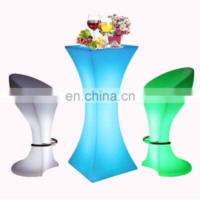 outdoor round party cocktail night club furniture led bar tables pe plastic led bar table