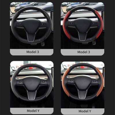 Suede Steering Wheel Cover For Tesla Model 3 Y S X Anti-fur Fit O D Shape Round Tesla Accessories photo-3