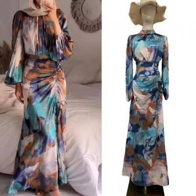 Plush Microfiber Fabric for Eid Muslim Party Dress for Women Ramadan Print Abaya Long Dress Belt Morocco Vestidos Largos Dubai Robe Jalabiya