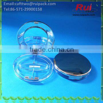 Clear eyeshadow case with shiny gold cap, transparent makeup eyeshadow container