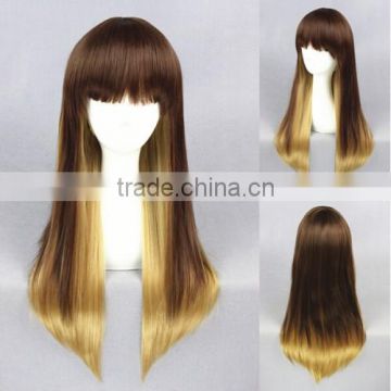 High Quality 65cm Medium Long Straight Blond&Gold Mixed Lolita Wig Synthetic Anime Wig Cosplay Hair Wig Party Wig