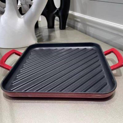 OEM Wholesale Cheap Price Health Cooking at Home Metal Cast Iron Classic Grill Pan for Family Steak Cast Iron Griddle Pan photo-3