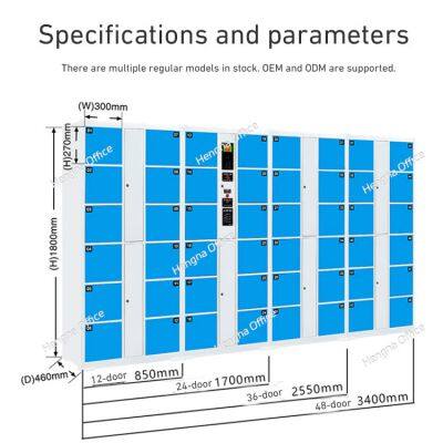 Modern Office Electronic Locker Cabinet Central Control System Multiple Sizes Customizable White/Gray Color Corporate Building Use