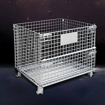 Warehouse Steel Collapsible Wire Mesh Storage Bins Industrial Stackable PET Preforms Wire Mesh Container Cage With Wheels Mesh Wire Storage Cage photo-2