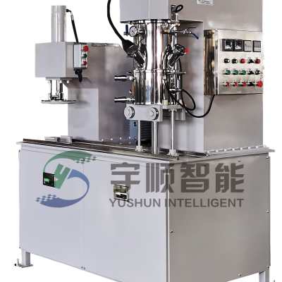 Double planetary stirring and pressing integrated machine