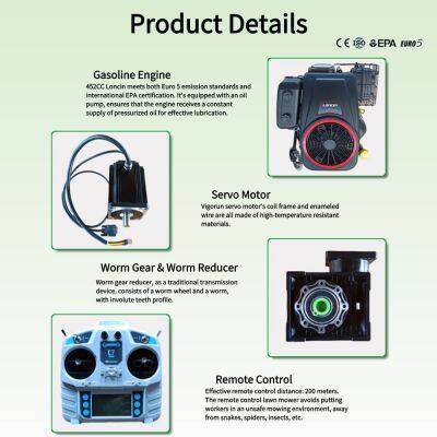 Industrial Grade Cordless Gasoline Engine Cutting Width 800MM Walking Speed 0~6Km/h Radio Control Robot Lawn Mower photo-3