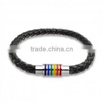 manufacturer supply popular simple gay rainbow bracelet stainless steel bracelets for men and women