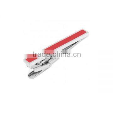 Red Enamel Inlaid Short Tie Clip