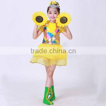 Wholesale baby girls dresses girls dance costume dress western dance dress for girls yellow