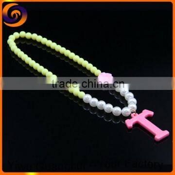 KIds Spring color acrylic beads T letter necklace