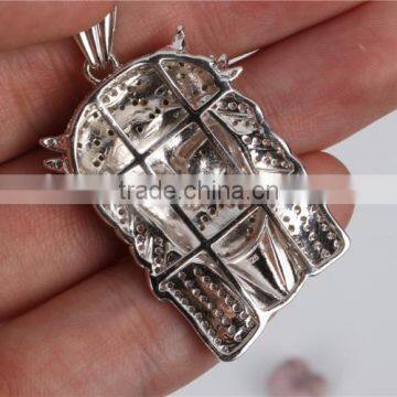 Hot Sale 925 Sterling Silver AAA CZ Jesus Head Necklace Hip Hop Jesus Face Pendant photo-4