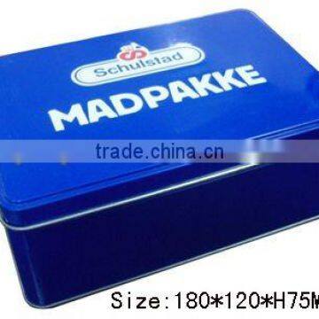 Rectangular cookie tin box with hinged lid