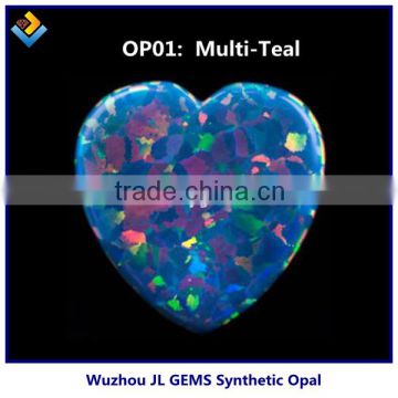 Cabochon Flat Bottom Heart Synthetic Opal Stone-heart opal