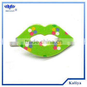 GREEN LIP PLASTIC METAL HAIR CLIPS FOR GIRLS , HOT SELL 2013