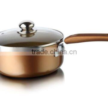 Aluminum Non-stick Press Saucepan Sauce Cooking Pasta Noodle Soup Pot Long Soft Touch Handle