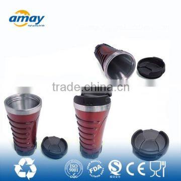 Drinking Mug, Stainless Steel Inside, Transparent and Black Plastic Outside