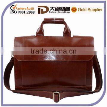 Mens Genuine Leather Messenger Laptop School Bag Brown