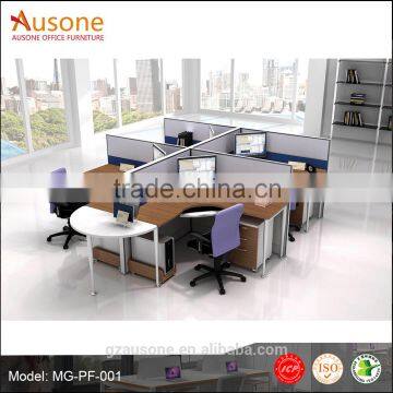 Metal leg workstation of 4 seater office desk