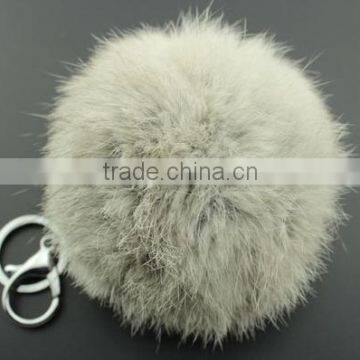 2016 dyed natural real rabbit fur pom poms keychian