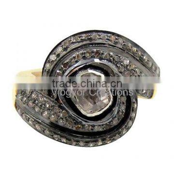 Rose Cut Diamond Ring, 92.5 Sterling Silver Rose cut Diamond Ring, New Design Ring Wholesale Handmade Jewelry