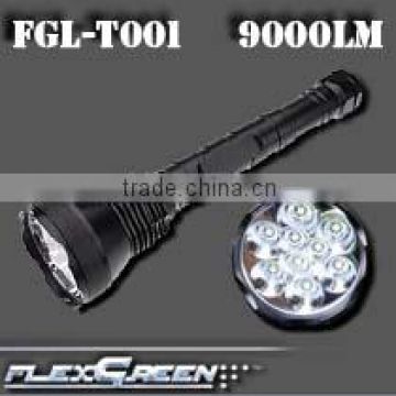 Flexgreen high bright 9 XML T6 10000 lumen led flashlight