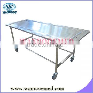 GA201Stainless Steel Frame Autopsy Table with swivel wheels