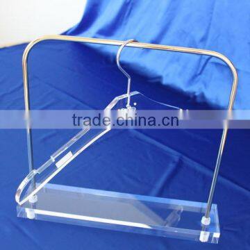 Clear acrylic apparel hanger with printing logo,custom plexiglass shirt hanger