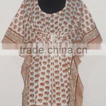 Hand Block Printed Women Poncho Casual Wear Maxi Women Kaftan