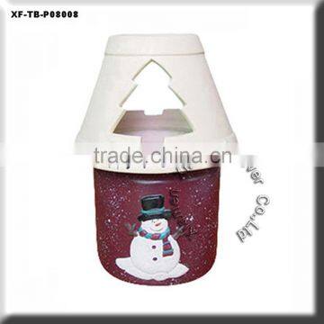 christmas unglazed biscuit ware snowman tealight holder