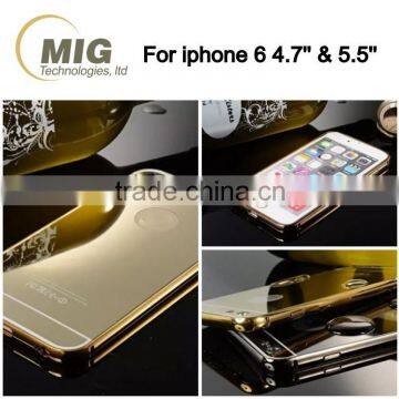 Electroplating Mirror Back Mobile Phone Case Aluminum Metal Bumper With PC Back Cover for Iphone 6/6s Plus photo-3