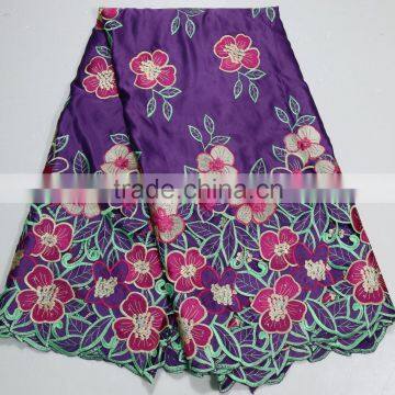 Rhinestone Embroidery Lace Fabric African Silk Lace Fabric for Girl Dress photo-2