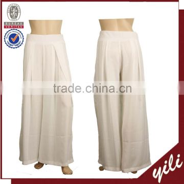 Women casual pleated pattern wear wide leg cheap chiffon palazzo pants