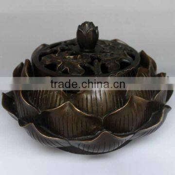 lotus flower brass incense burner nickel lead cadmium free buddhist jewelry