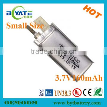 401630 rechargeable 160mah 3.7V li-polymer battery cell