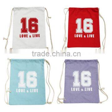 Promotion football numbers drawstring canvas bag for sport