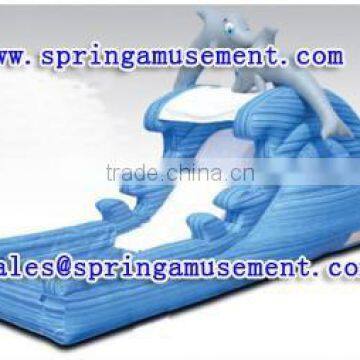 2015 new design adult size outdoor water park dolphin inflatable water slides with pool SP-PS019