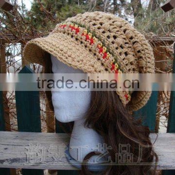 Hand crochet fashion woman wool hat