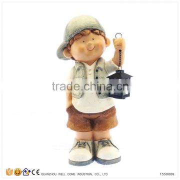 Creative Little Boy Garden Statues Solar Power Garden Lamp