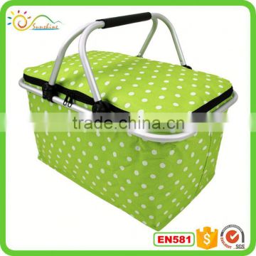 The supply of polychromatic variety of dual handle folding shopping basket supermarket shopping basket picnic basket