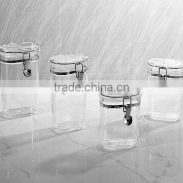 food safe BPA free oval acrylic canister /sealed pot/airtight container