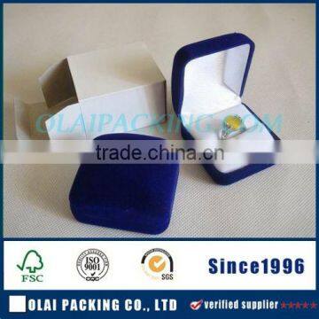 Custom Cheap blue hot selling flocking branded jewelry box