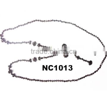 costume jet black crystal necklace jewelry