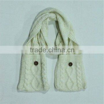 2014 Pocket Button Scarves Girls Winter Knitted Scarf