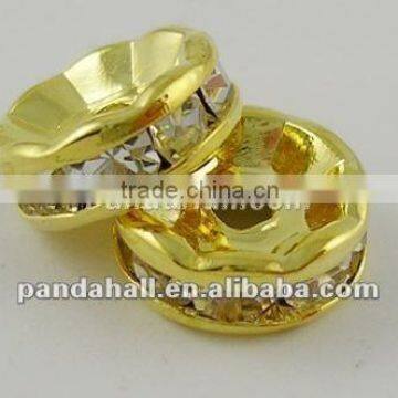 Acrylic Rhinestone Jewelry Beads, Clear, Golden, 5mm(RSB035-B01G)