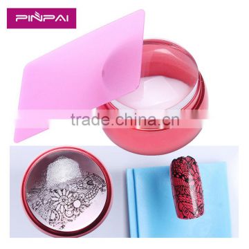 Nail Art round Silicone Stamper Stamping Transfer Image Scraper Plate Template