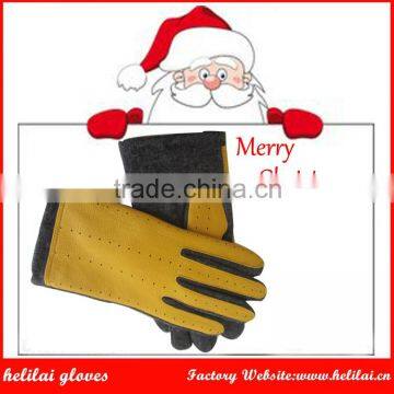 Helilai Customized Leather Gloves Unisex Bi-Material Wool and Leather WInter Warm Gloves For Christmas Gifts