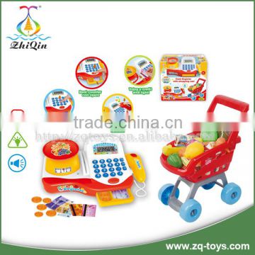 Shantou toys toy cash register electronic cash register shopping trolley cart made in China