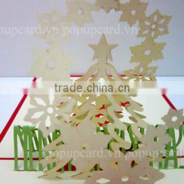 Christmas Tree and snowflakes 3d hand made card